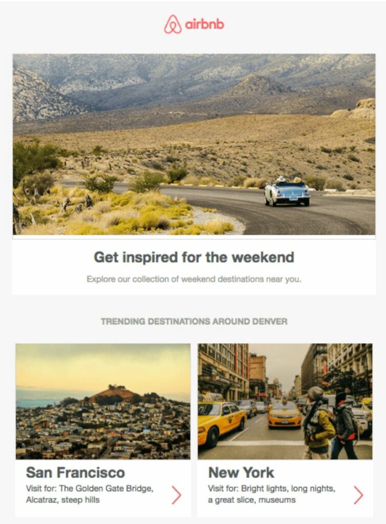 airbnb email marketing example